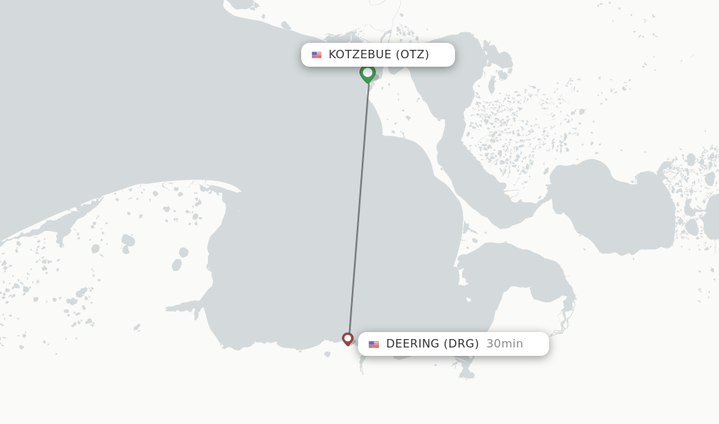 Flights from Kotzebue to Deering route map