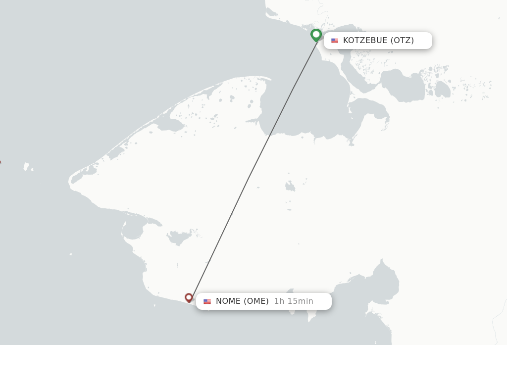 Flights from Kotzebue to Nome route map