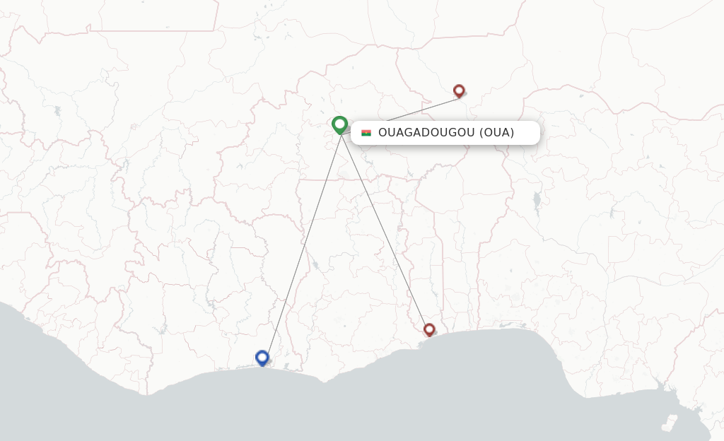 Route map with flights from Ouagadougou with ASKY Airlines