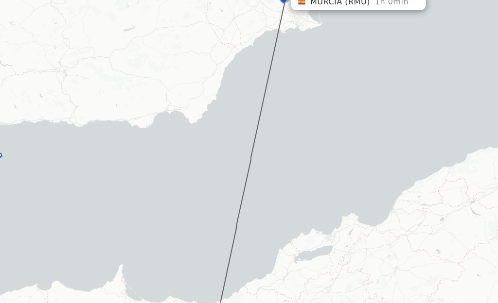 Flights from Oujda to Corvera route map
