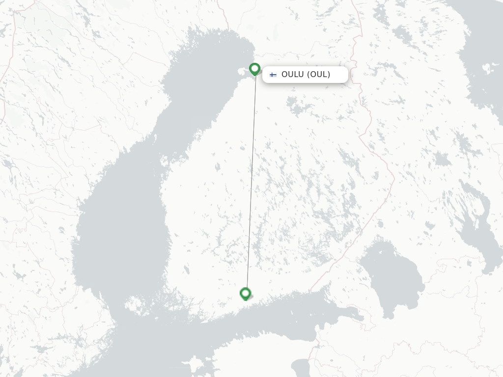 Flights from Oulu to Stockholm route map