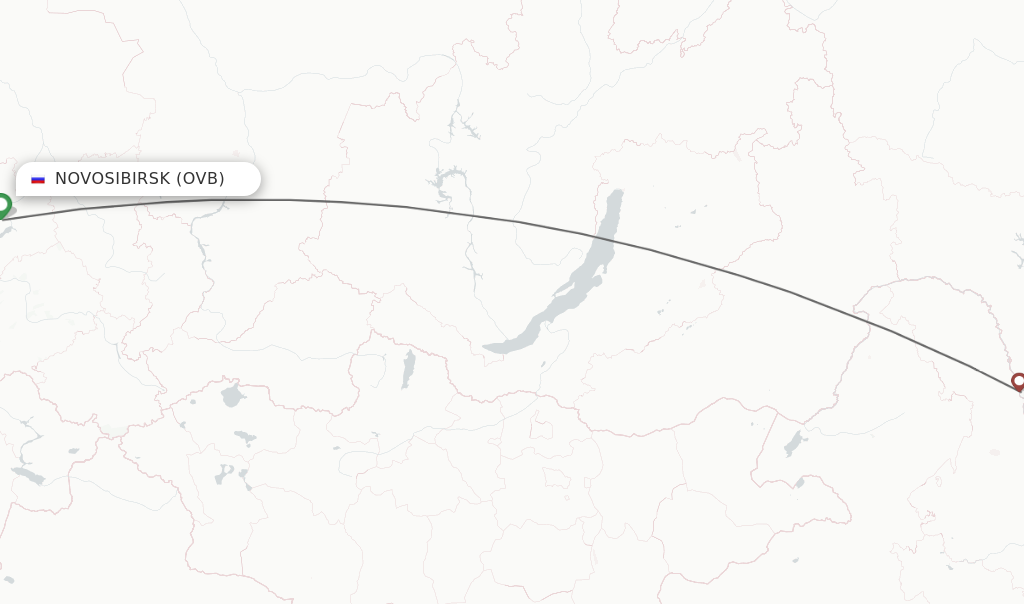 Flights from Novosibirsk to Blagoveschensk route map