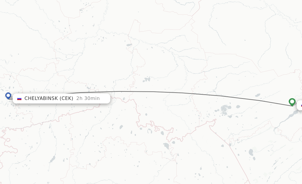 Flights from Novosibirsk to Chelyabinsk route map
