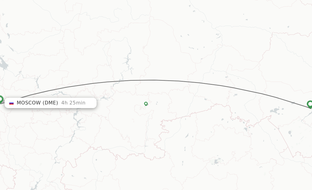 Flights from Novosibirsk to Moscow route map