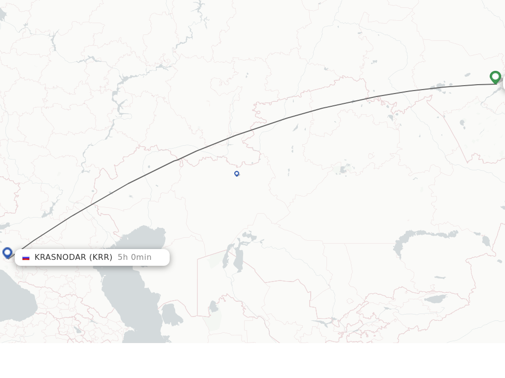 Flights from Novosibirsk to Krasnodar route map