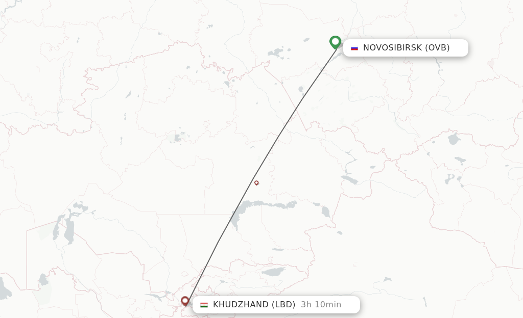 Flights from Novosibirsk to Khujand route map