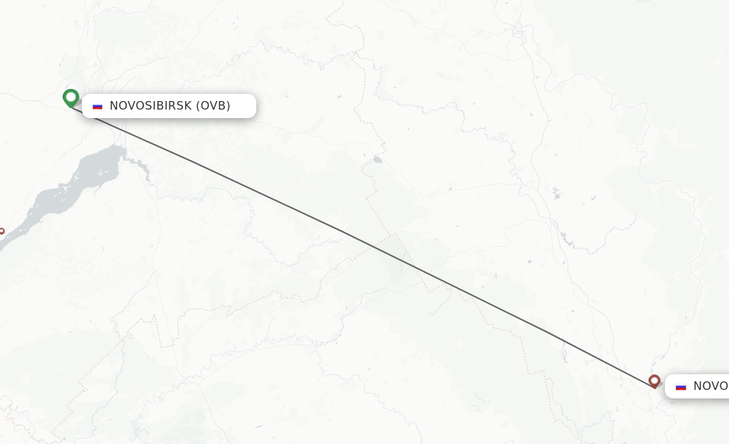 Flights from Novosibirsk to Novokuznetsk route map