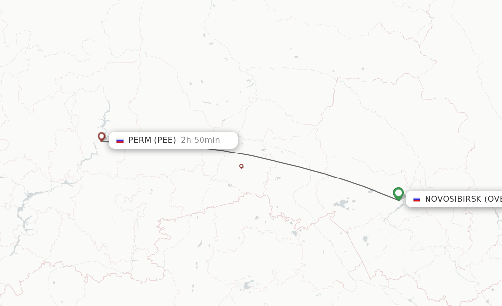 Flights from Novosibirsk to Perm route map