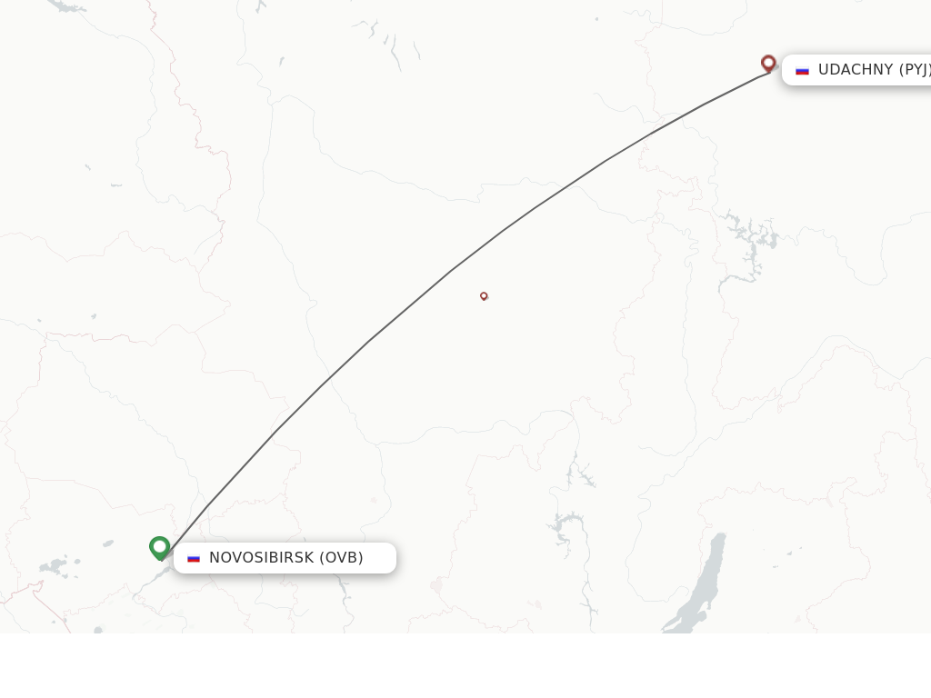 Flights from Novosibirsk to Polyarnyj route map