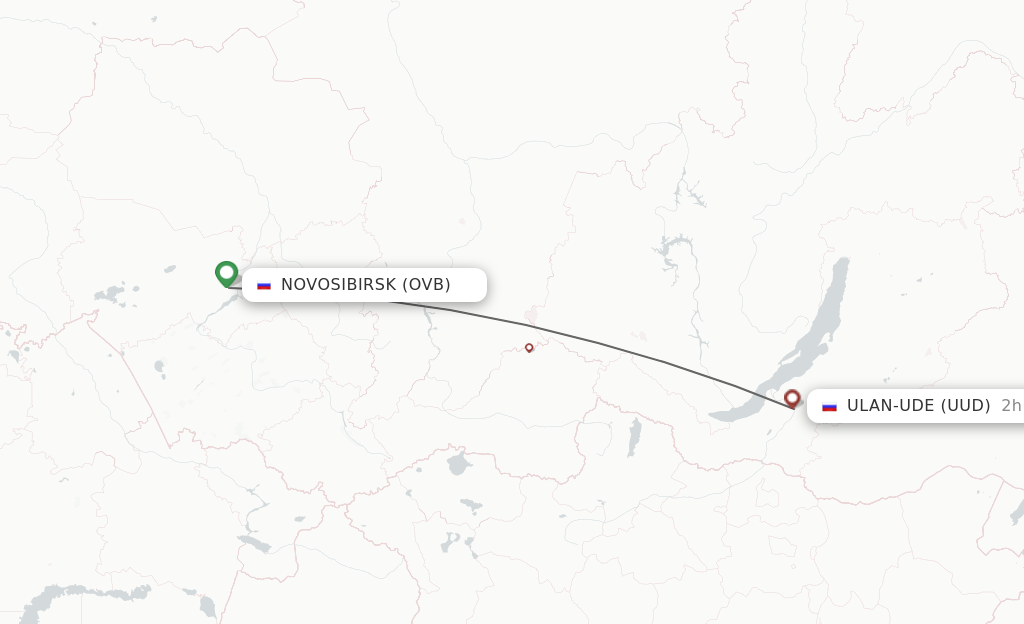 Flights from Novosibirsk to Ulan-Ude route map