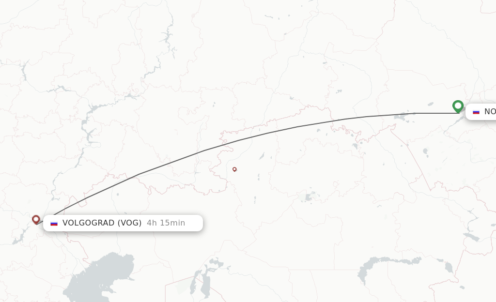 Flights from Novosibirsk to Volgograd route map