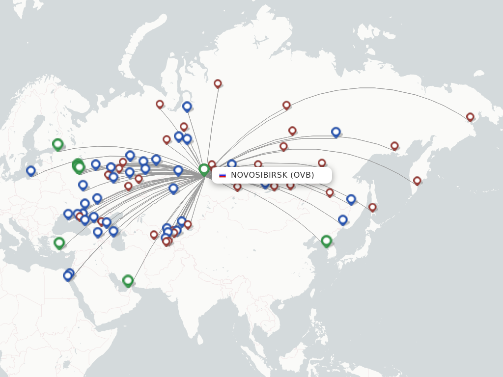 Flights from Novosibirsk to Prague route map