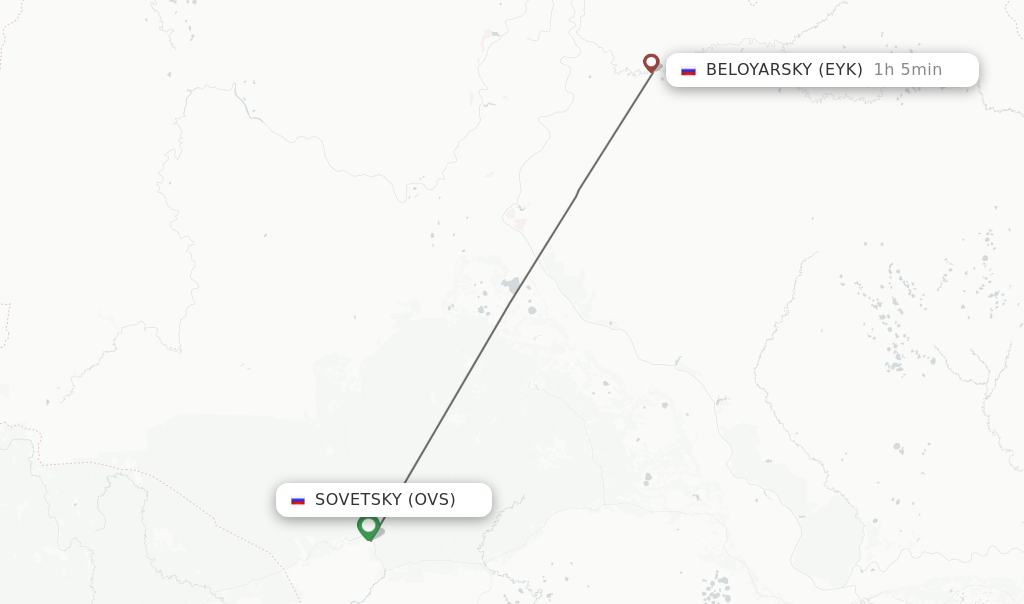 Flights from Sovetsky to Beloyarsky route map