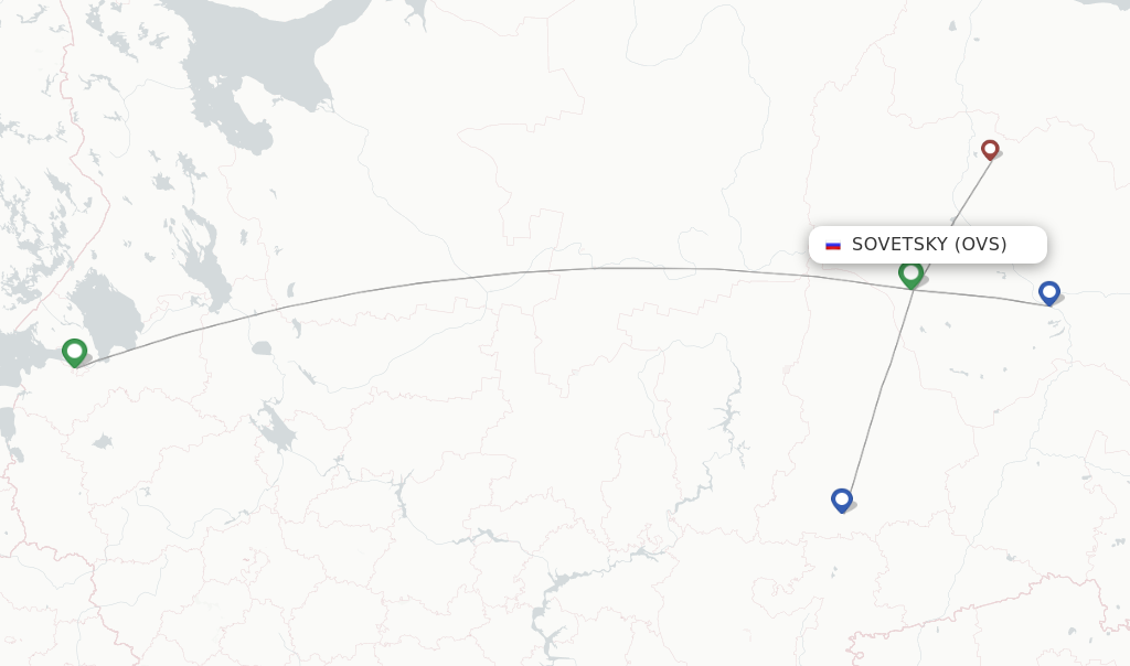 Flights from Sovetsky to Khanty-Mansiysk route map