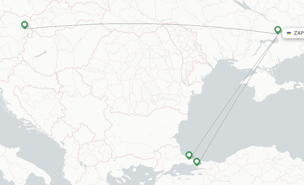 Flights from Zaporozhye to Istanbul route map