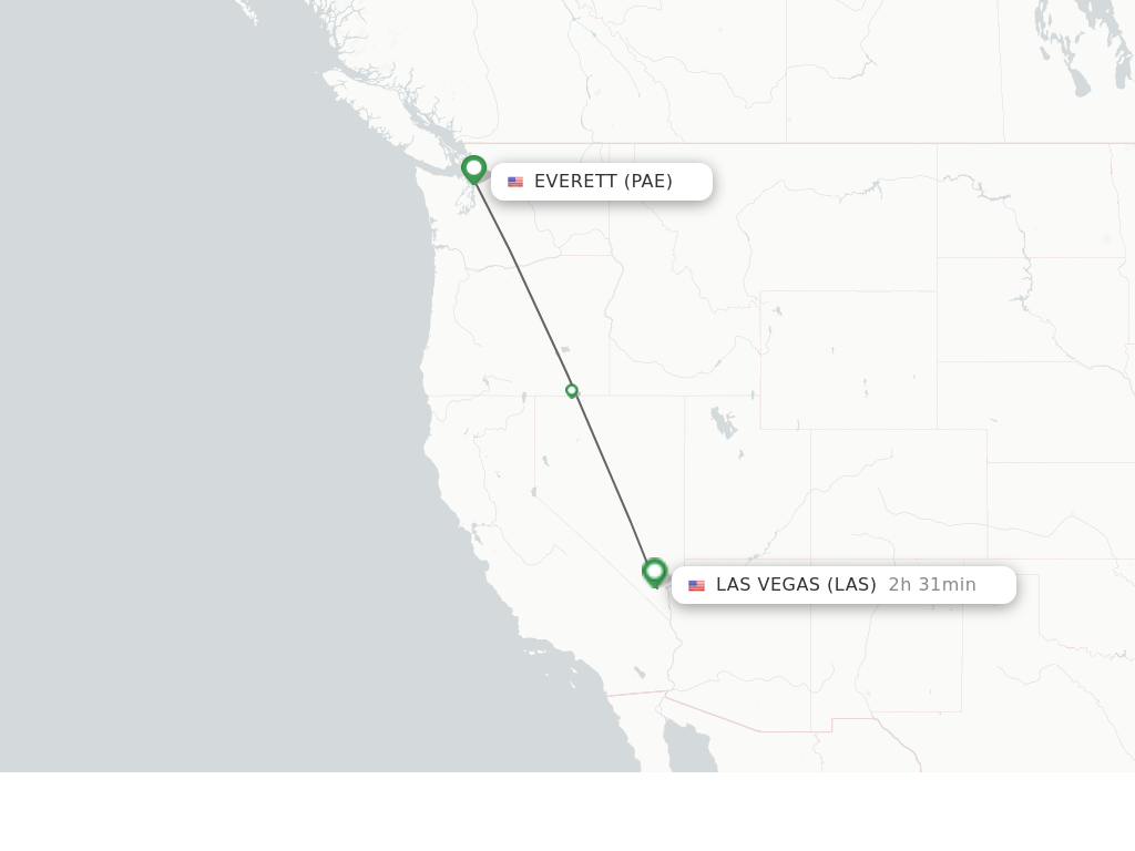 Flights from Everett to Las Vegas route map
