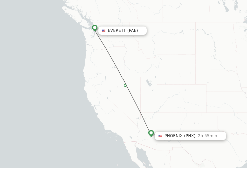 Flights from Everett to Phoenix route map
