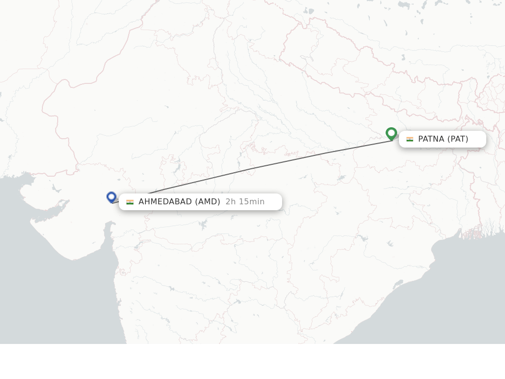 Flights from Patna to Ahmedabad route map