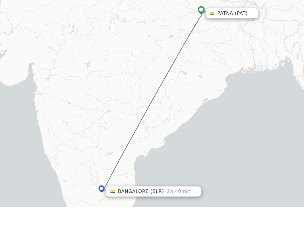 Flights from Patna to Bangalore route map