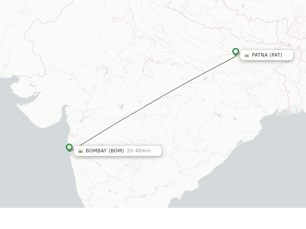 Flights from Patna to Bombay route map