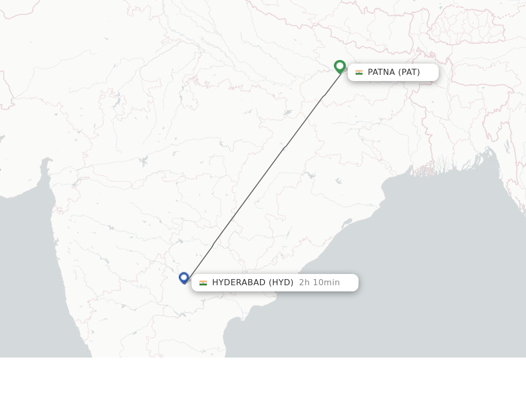 Flights from Patna to Hyderabad route map