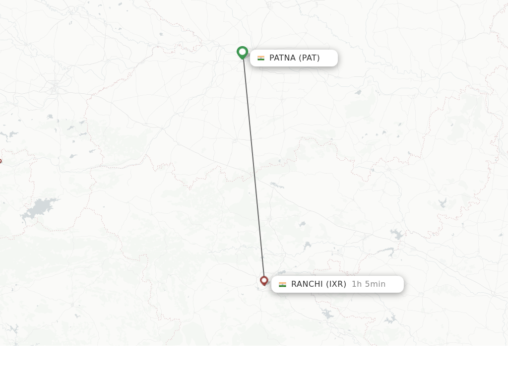 Flights from Patna to Ranchi route map