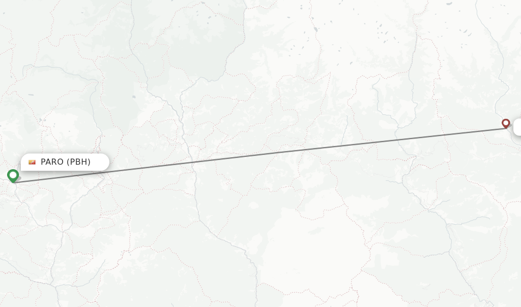 Flights from Paro to Jakar route map