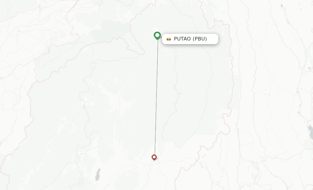 Route map with flights from Putao with MAI
