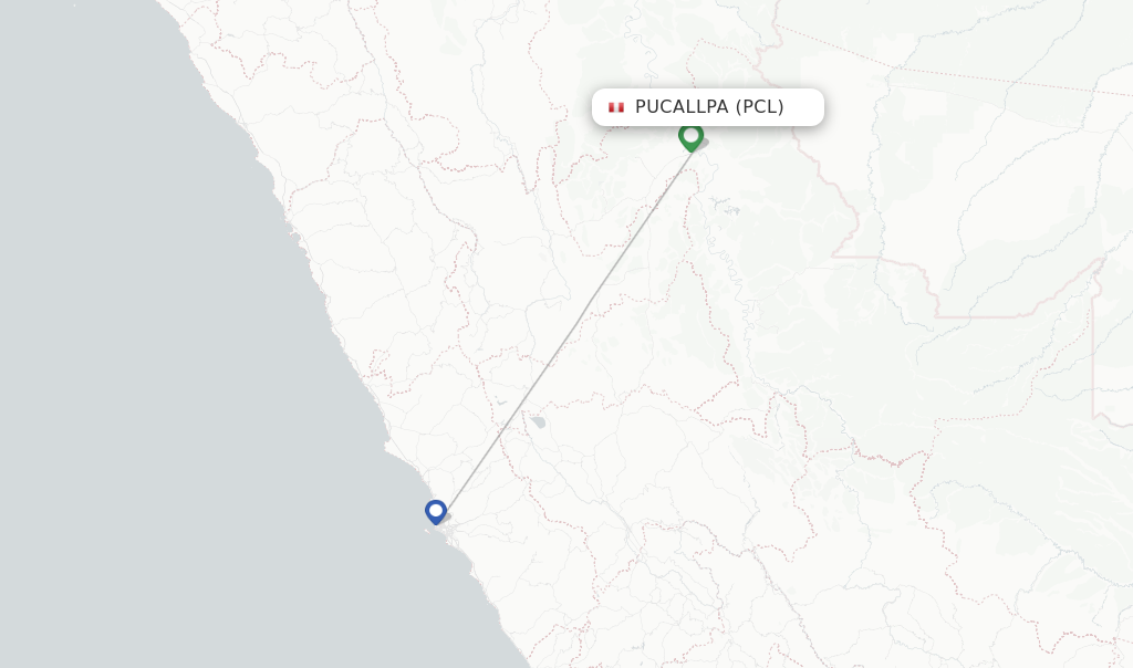 Route map with flights from Pucallpa with LATAM