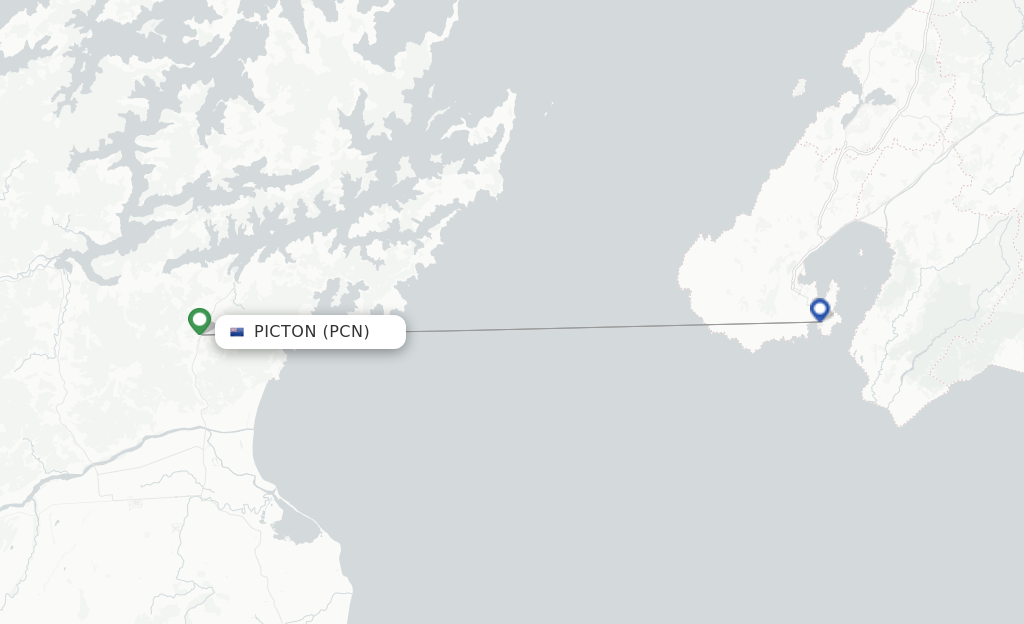 Route map with flights from Picton with Sounds Air