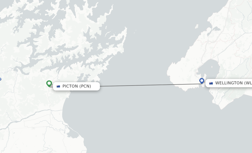 Flights from Picton to Wellington route map