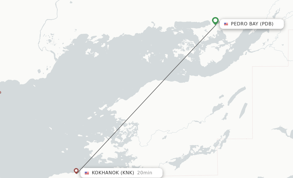 Flights from Pedro Bay to Kokhanok route map