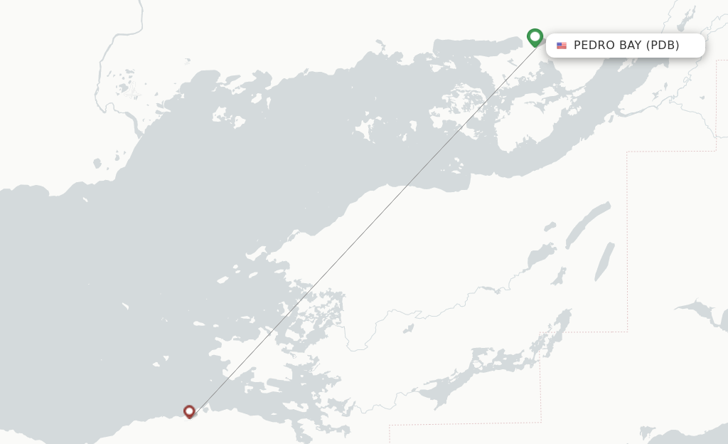 Route map with flights from Pedro Bay with Iliamna Air Taxi