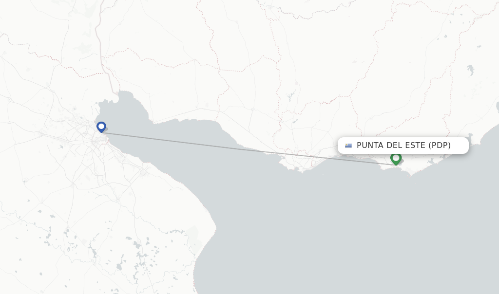 Route map with flights from Punta Del Este with Aerolineas Argentinas