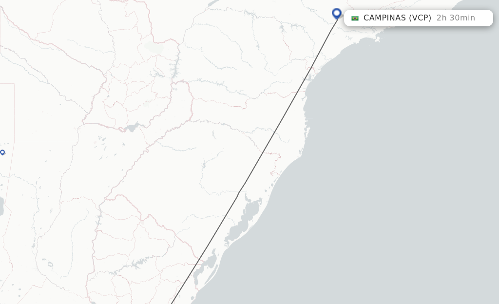 Flights from Punta Del Este to Campinas route map