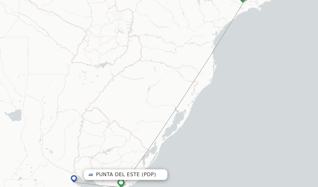 Flights from Punta Del Este to Rosario route map