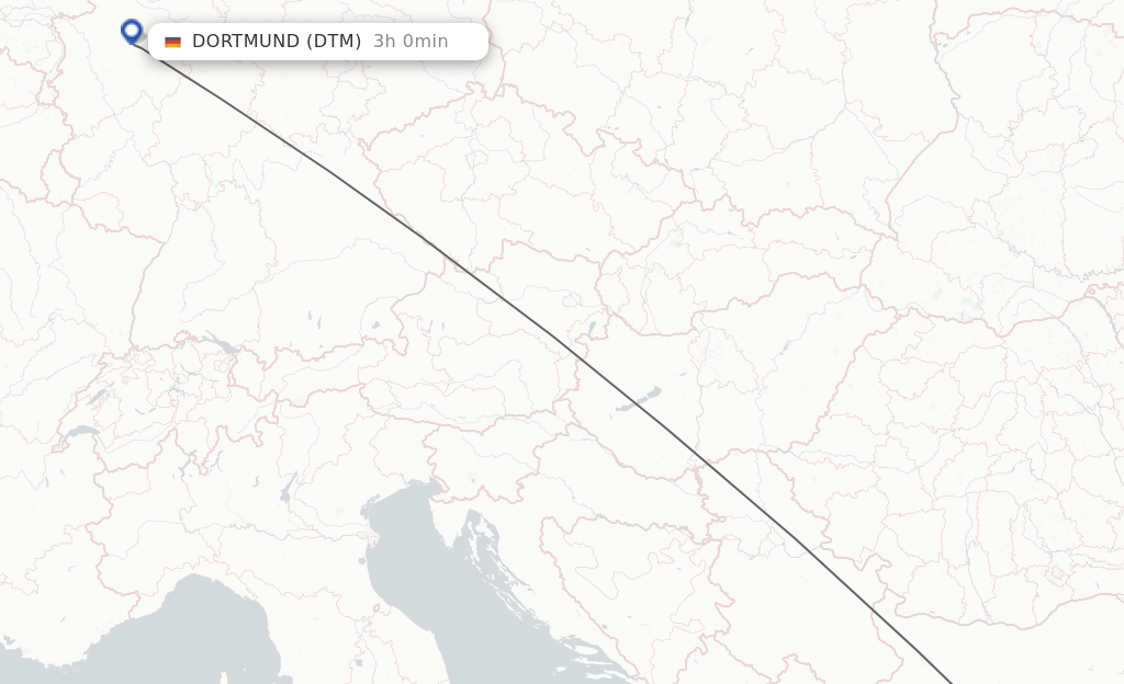Flights from Plovdiv to Dortmund route map