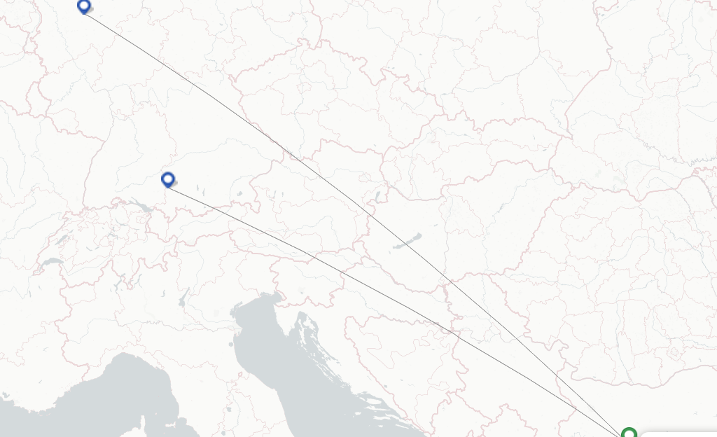 Route map with flights from Plovdiv with Wizz Air
