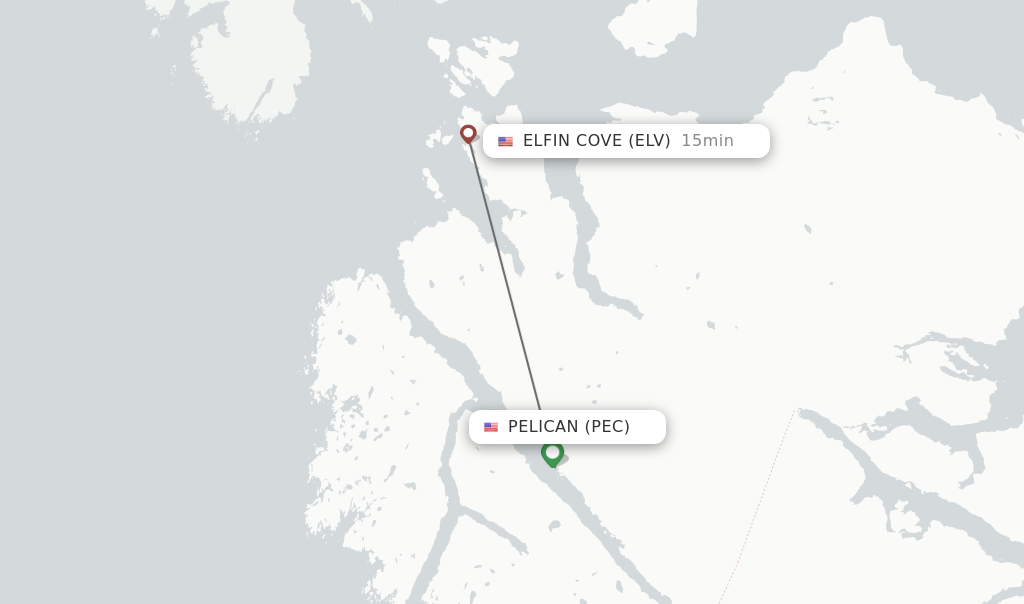 Flights from Pelican to Elfin Cove route map