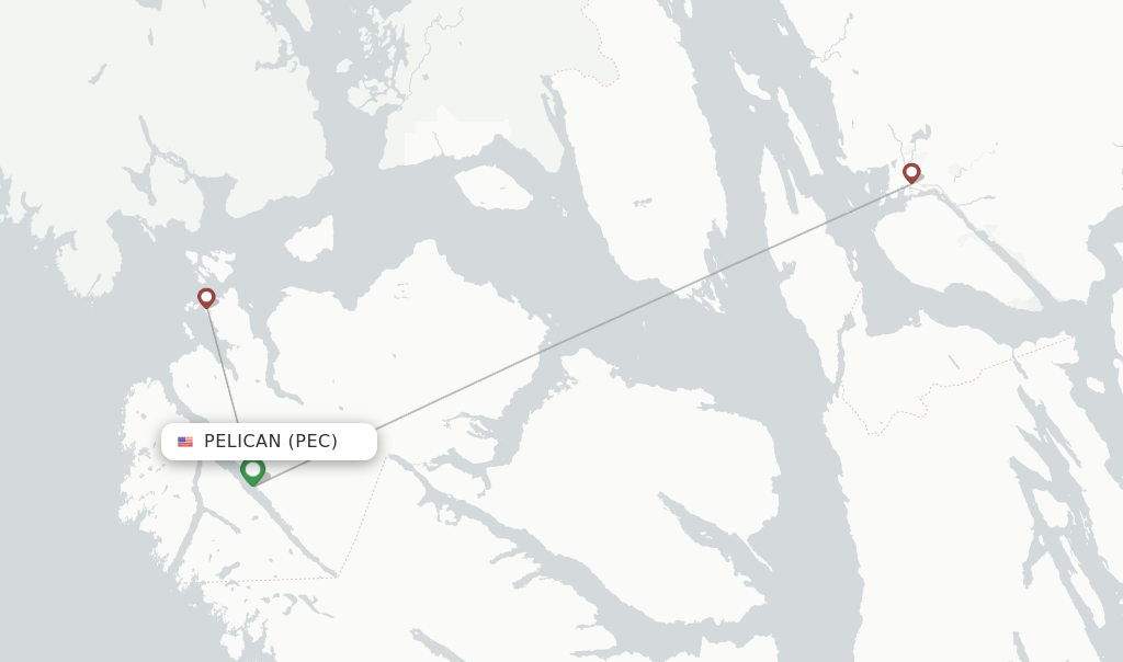 Route map with flights from Pelican with Alaska Seaplanes
