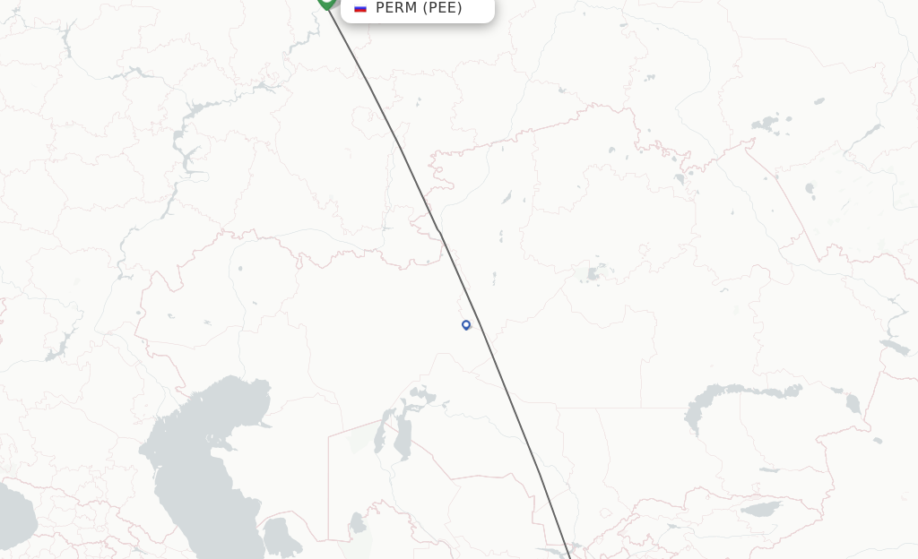 Flights from Perm to Dushanbe route map