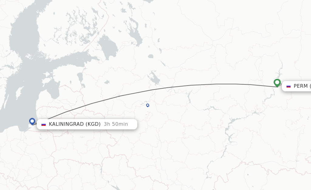 Flights from Perm to Kaliningrad route map