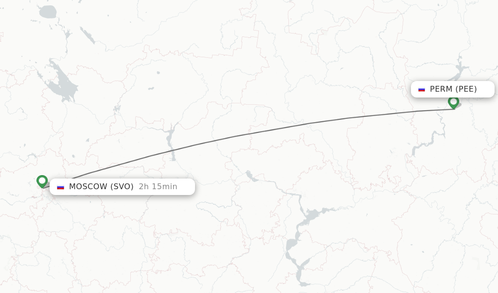 Flights from Perm to Moscow route map