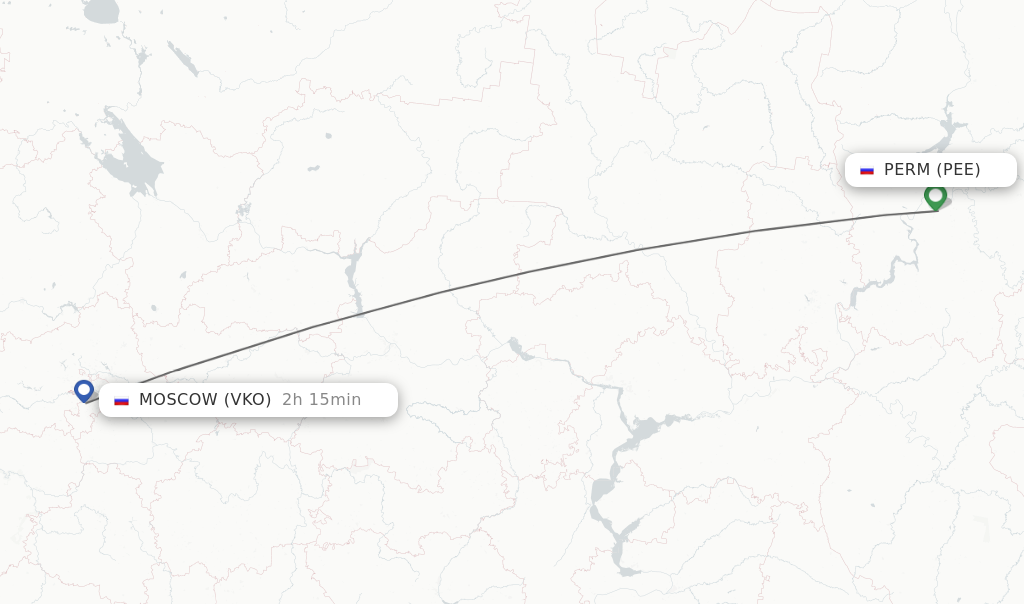 Flights from Perm to Moscow route map