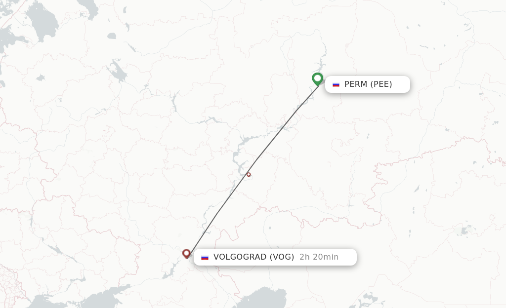 Flights from Perm to Volgograd route map