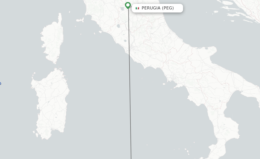 Flights from Perugia to Trapani route map