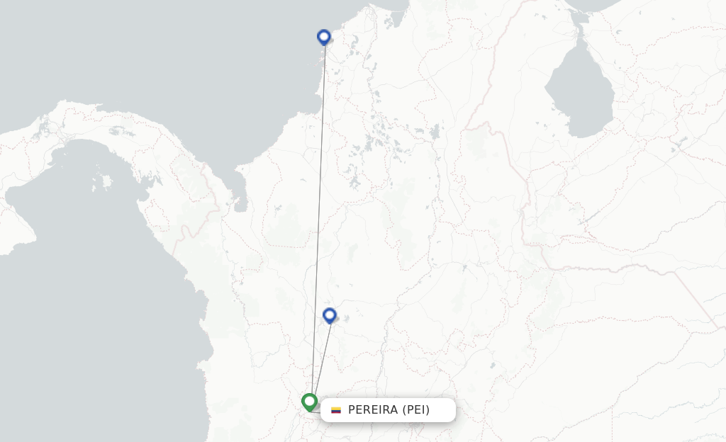 Route map with flights from Pereira with LATAM Airlines