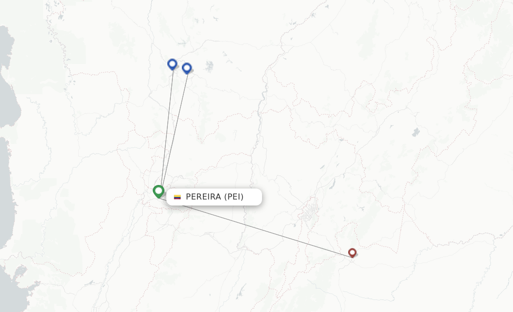 Route map with flights from Pereira with EasyFly