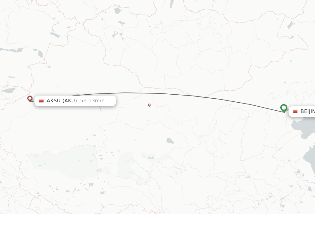 Flights from Beijing to Aksu route map