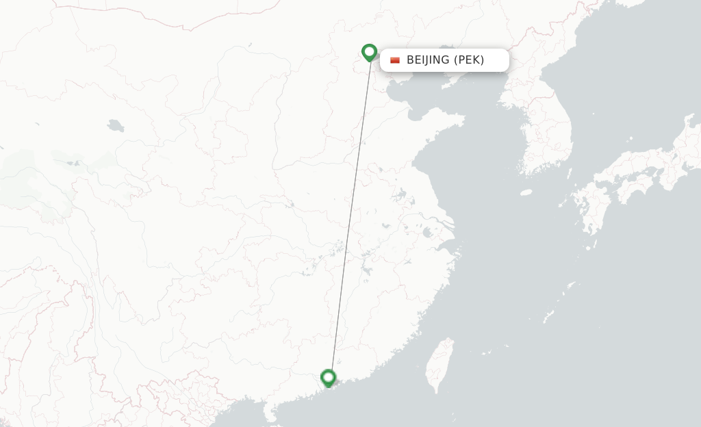 Route map with flights from Beijing with Cathay Pacific